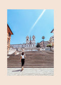 Rooma – Spanish Steps juliste, Espanjalaiset portaat ja Trinità dei Monti -kirkko Roomassa.